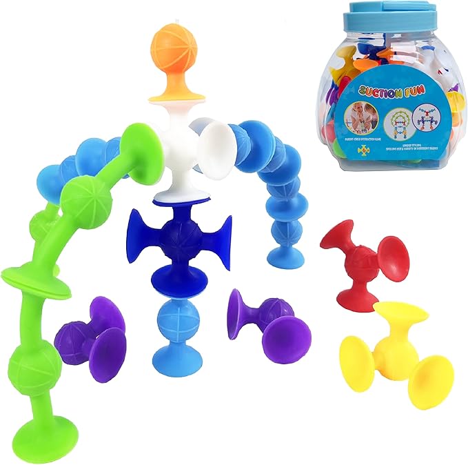 Big Suction Bath Toys for Kids Ages 3-8 , 36 PCS Fidget Suction Cup Toys Construction Set Water Toys for Babies and Toddlers,Window Building Toy Road Trip Travel Essentials for Kids Gifts