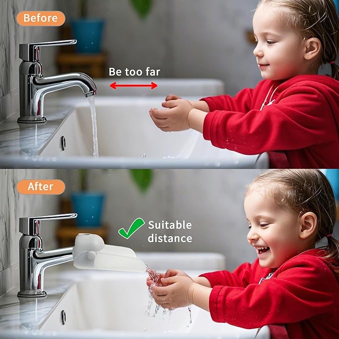 KOMIDK Faucet Extender for Bathroom Sink Faucet Extender for Toddlers Bathroom Sink Kitchen Bathtub (Grey)