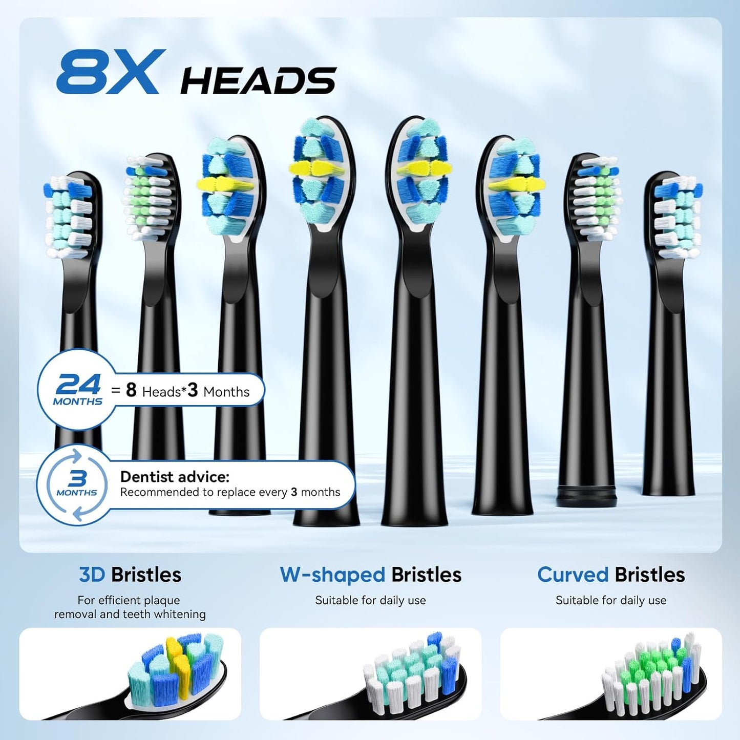 YUNCHI Electric Toothbrush for Adults, Battery Toothbrush, Rechargeable Sonic Electric Tooth Brush with 8 Brush Heads, 5 Modes & 2 Minutes Smart Timer, IPX7 Waterproof, One Charge for 30 Days, Black