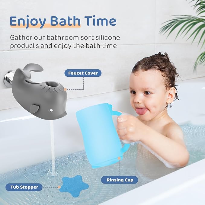HOLINDK Baby Bath Rinse Cup - Elegant Design, Food - grade Silicone, Create a Pleasant Bath Time (blue)