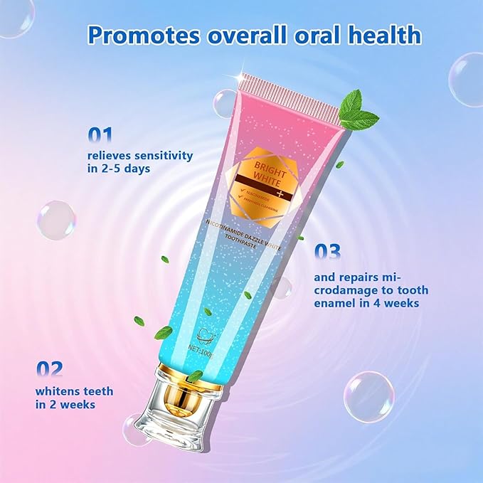 Hotlock Niacinamide Whitening Toothpaste - Brightening, Stain Removal, Freshening Breath Whitens Teeth, Protects Tooth Enamel, Freshens Breath 24 Hours 3.53oz.