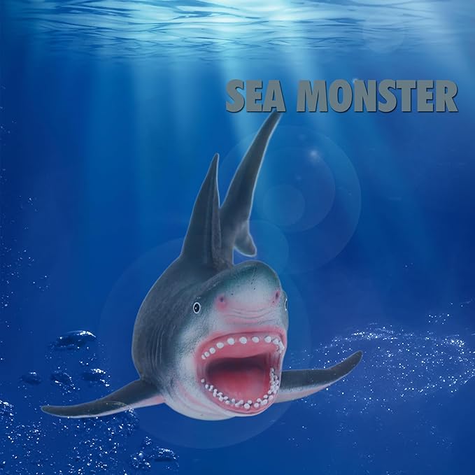 Gemini&Genius Sea Animal Great White Shark Action Figure Soft Rubber Swimming Pool Bathtub Toys, Realistic 18'' Length Ocean Animal Swordfish Educational and Role Play Toy for Kids
