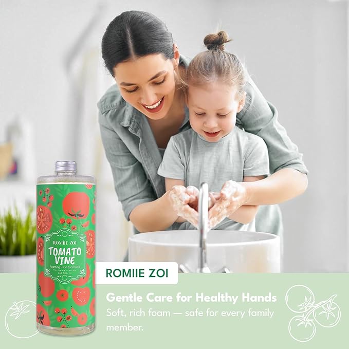 ROMIIE ZOI Foaming Hand Soap Refill Gift Set – Tomato Vine Scent – 3 Pack (33.8 Fl Oz Each) with Refillable Dispenser, Chemical-Free & Moisturizing Formula – Bulk Refills Setfor Bathroom & Kitchen