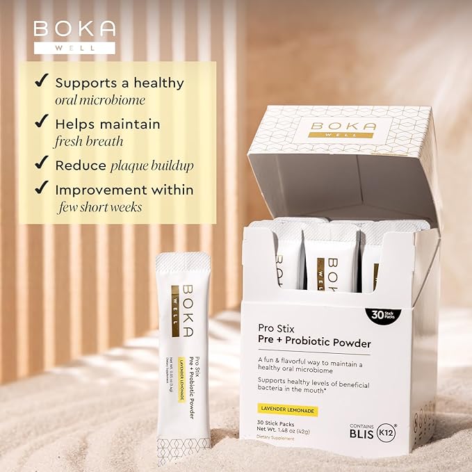 Boka Fluoride Free Toothpaste Nano Hydroxyapatite, Whitening* - 4 Fl Oz 1Pk + Boka Pro Stix Oral Probiotics for Mouth Bad Breath - 30ct Dental Probiotics Powder
