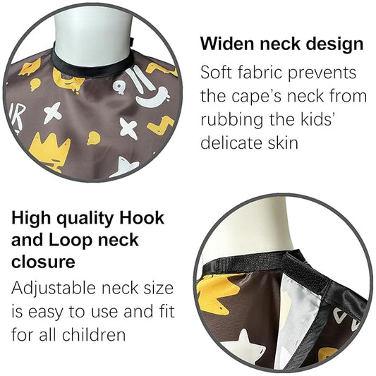 Barber Cape for Kids, Hair Cutting Cape, Professional Salon Hairdressing Cape for boys, Waterproof & Light Weight & Machine Washable - 39”× 51”（Crown Pattern）
