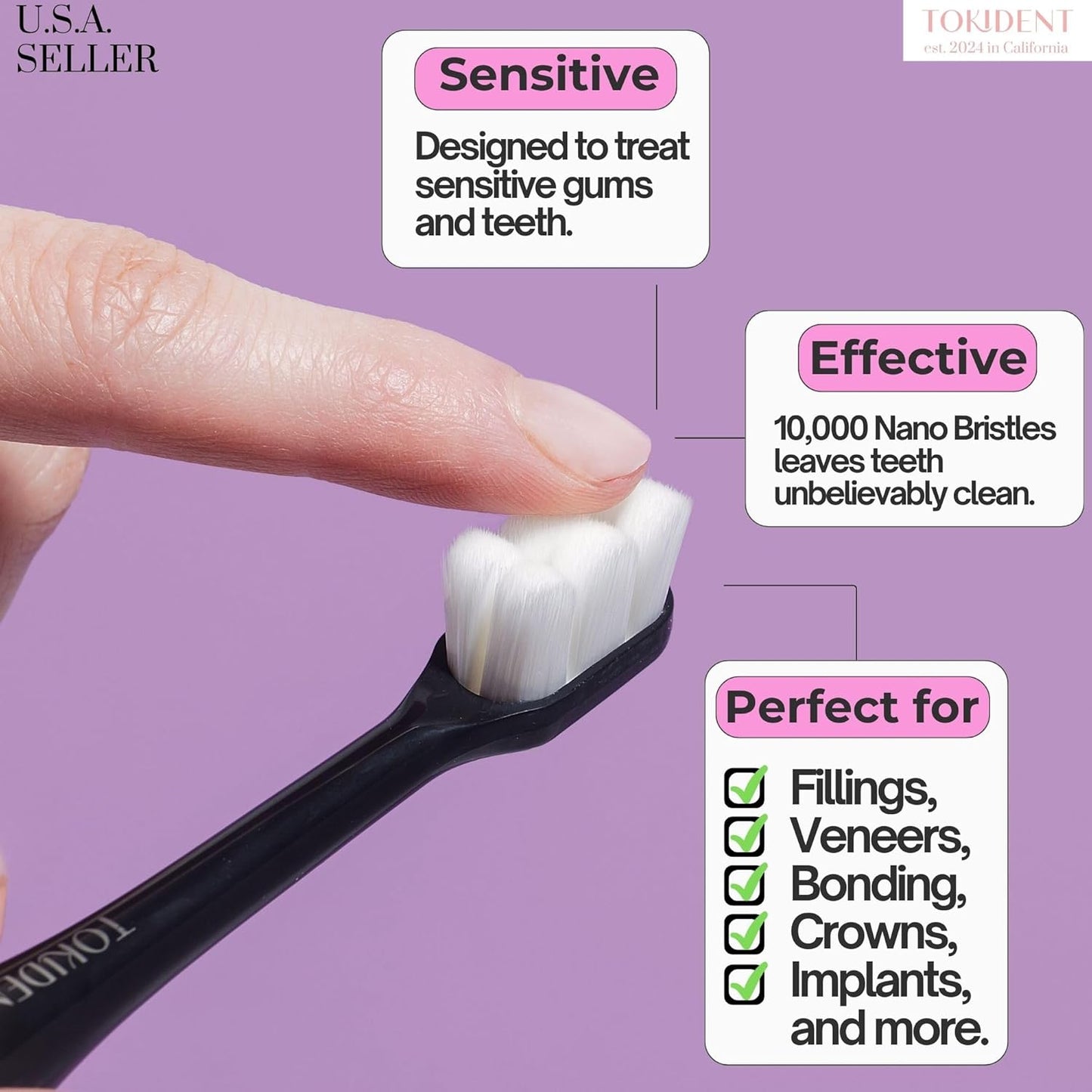 Replacement Brush Heads for Philips Sonicare Electric Brush - Ultra Soft Toothbrush Heads for Sensitive Teeth & Gums - Replacement Head with 10,000 Wave Cut Nano Bristles - 2 Pack - Panda