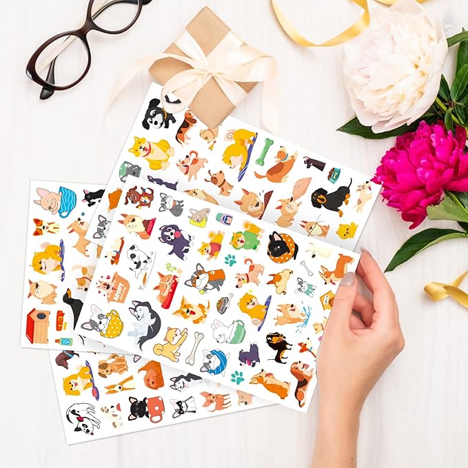 Cute Dog Stickers Puppy Pet Decal Sticker 780 Counts Party Gifts Goodie Bags Decor School Reward Animal Birthday Party Favors Vinyl Waterproof Dog Water Bottle Laptop Stickers Invitation Decor