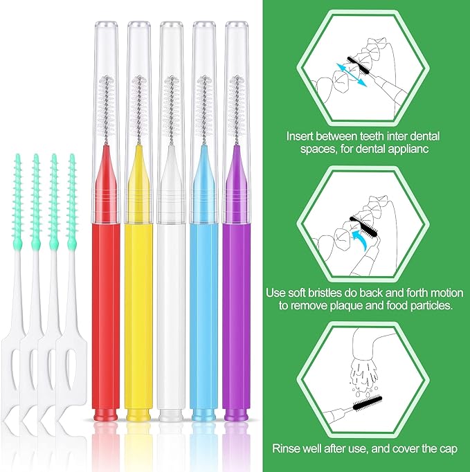 Zopeal 250 Pcs Interdental Brush for Braces Disposable Braces Flossers Dental Picks Floss Toothpick Dental Teeth Flossing Head Oral Hygiene Flosser Toothpick Soft Cleaning Tool (Stylish Color)