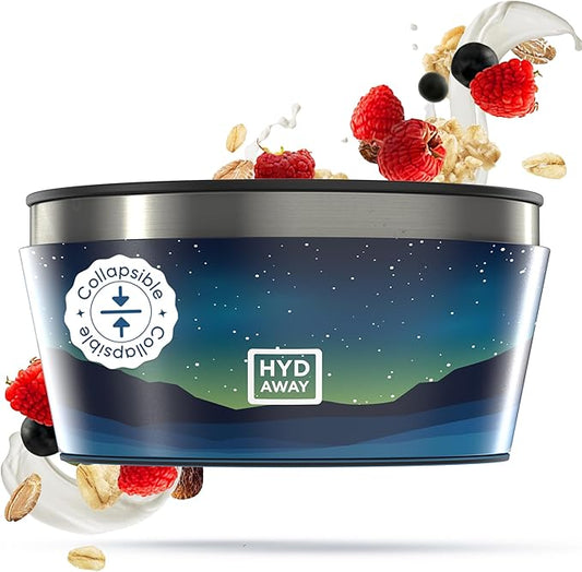 HYDAWAY 1-Quart Collapsible Insulated Bowl with Lid - BPA-Free, Leak-Resistant, Space-Saving Camp Bowl - Ideal for Hiking, Travel & Outdoor Meals
