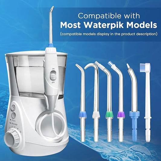 Replacement Tips for Waterpik, Water Flosser Replacement Heads Parts for Waterpik Oral Irrigator (6 Tips Different & Storage Case Bundle)