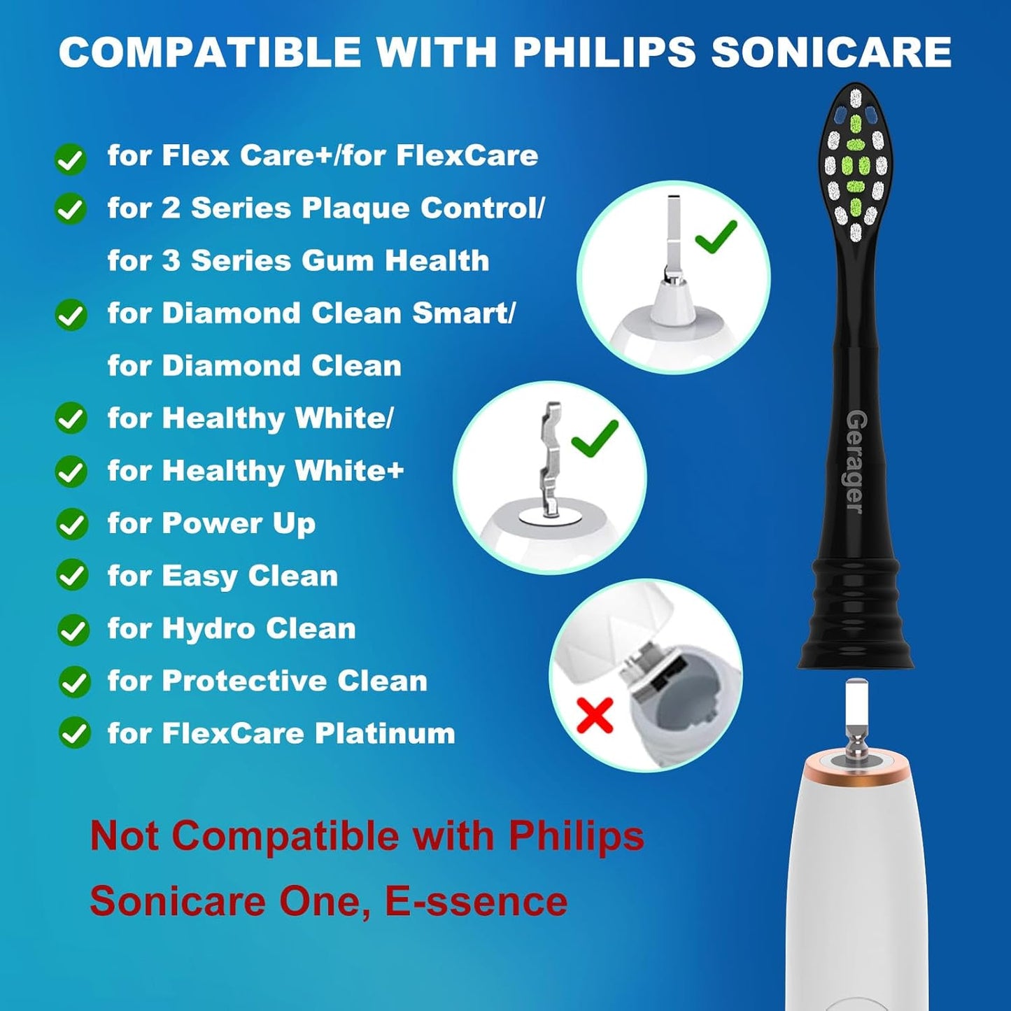 Replacement Heads Compatible with Philips Sonicare Toothbrush 4100 5100 6100 1100 2100 3100, 8 Pack