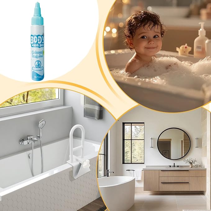 Bath Crayon, 30ml Washable Educational Marker Set, Bathtub Drawing Crayons with Smooth Texture,Easy Clean Off Formula with Vibrant Colors, Creative Art Play Tool for Kids Boys Girls Bathroom Fun Time