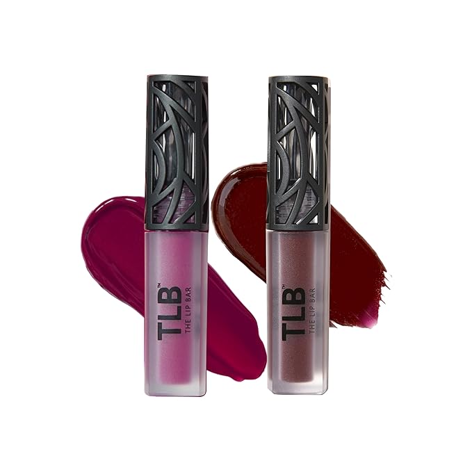 The Lip Bar - Nonstop Liquid Matte Lipstick Mini 2-Pack, Muse (Deep Berry) + Rebel (Deep Burgundy) - High Pigment - One Swipe - Long Lasting - Jojoba Oil & Vitamin E - Vegan - .24 fl oz