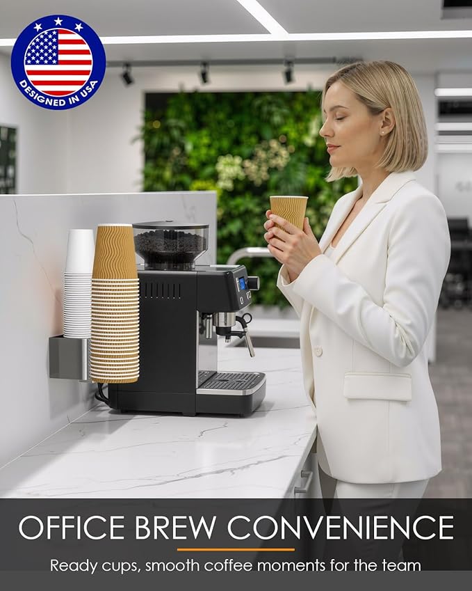 2 Pack Cup Dispenser 2 Seats | Fits 2-16 oz Paper/Plastic Cups, Magnetic & Adhesive Mount, Water Dispenser Cup Holder for Water Cooler, Coffee Station, Office, Bathroom & Wall