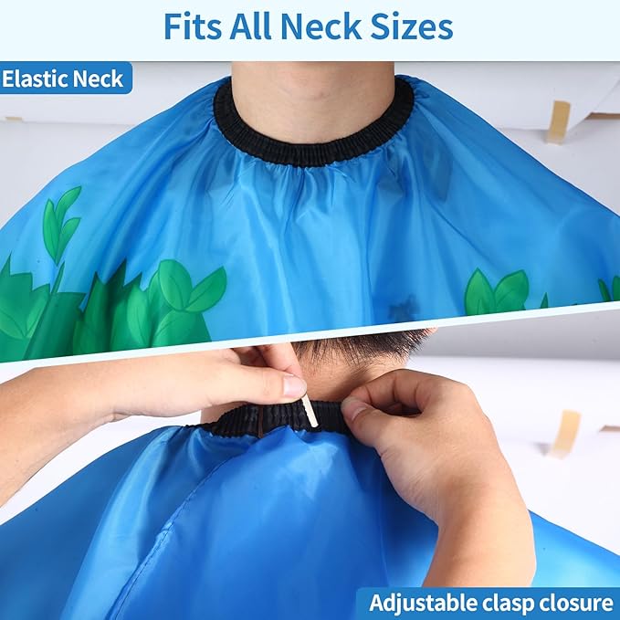 Kids Barber Cape with Neck Duster Brush, Professional Salon Hair Cutting Cape with Adjustable Snap Closure(wild animal)