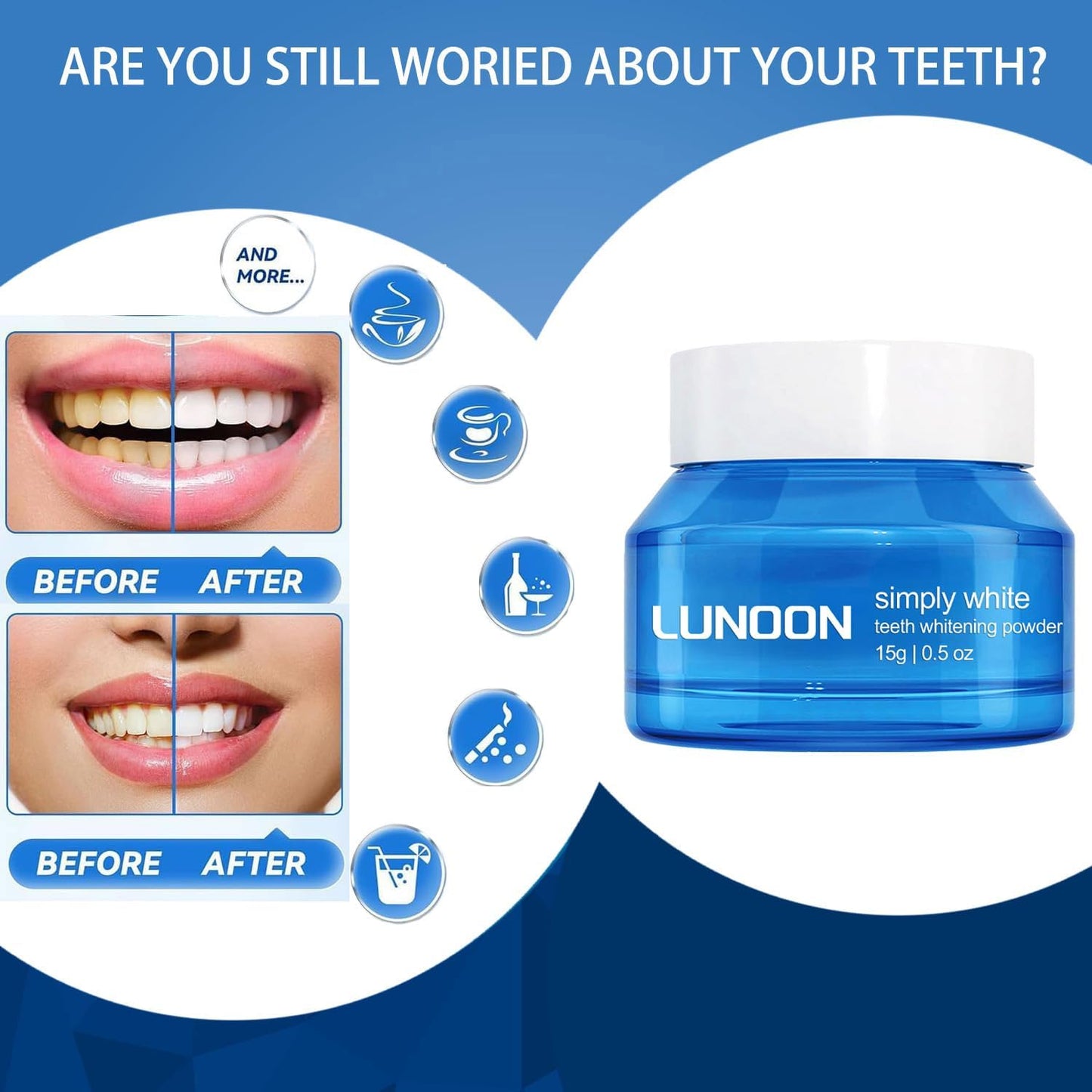 Teeth Whitening Powder for Instant Stain Removal, Color Corrector, and Toothpaste Booster-Lasting Whitening Results
