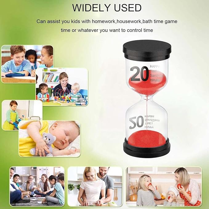 SuLiao Hourglass 20 Minute Sand Timer, Red Sand Clock, Plastic SandWatch Five Min, Small Reloj De Arena 20 Minutos, Colorful Hour Glass Sandglass, Games, Classroom, Kitchen, Decoration