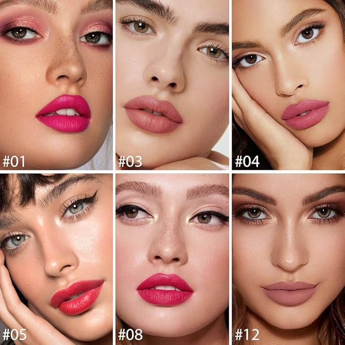 evpct 12Pcs Mini Pills Lipstick Capsule Set for Women Waterproof Long Lasting, Dark Ruby Plum Rose Red Nude Pink Mauve Taupe Brown Matte Small Magic Permanent 24 Hour Lipstick Bulk Samples 01