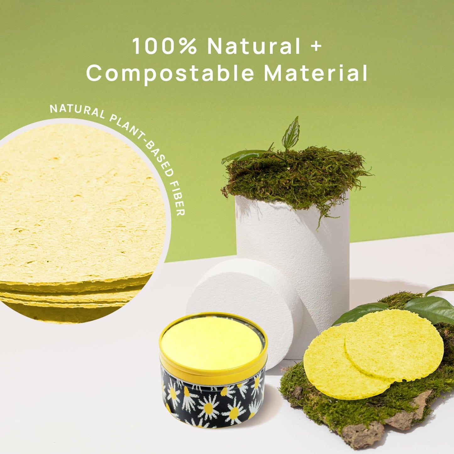 AOA Studio 50-Count Compressed Facial Sponges 100% Natural Cosmetic Spa Sponges for Facial Cleansing, Exfoliating Mask, Remove for Makeup, Dead Skin, and Dirt (Yellow, 50 Counts)