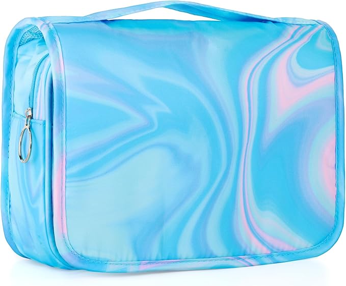 Blue Hanging Toiletry Bag for Girls, Travel Toiletry Bag for Teen Girls Cosmetic Makeup Waterproof Wash Bag Traveling Toiletries, Fluid