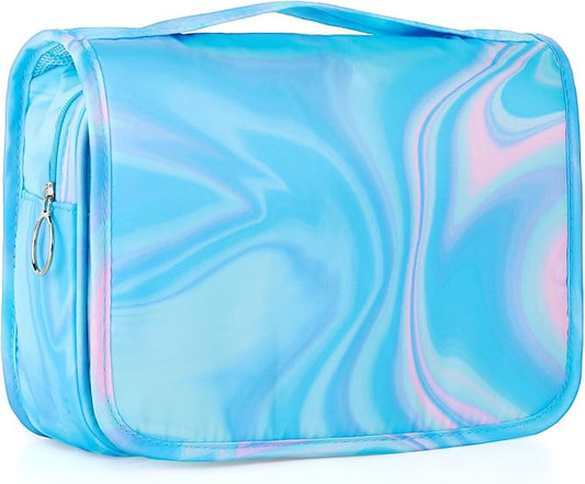 Blue Hanging Toiletry Bag for Girls, Travel Toiletry Bag for Teen Girls Cosmetic Makeup Waterproof Wash Bag Traveling Toiletries, Fluid
