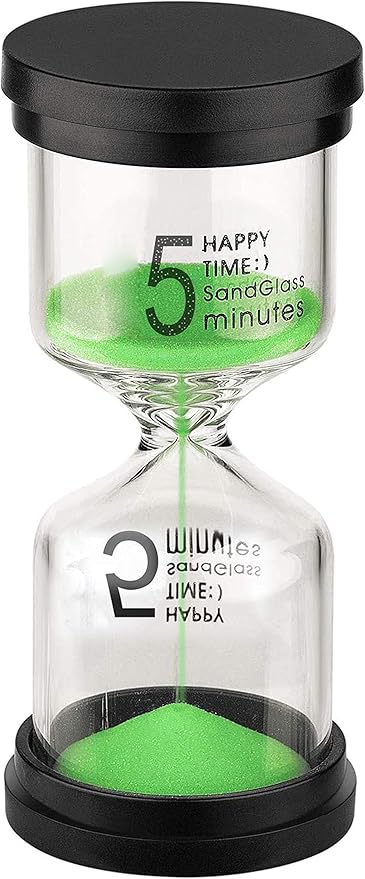 SuLiao 5 Minute Hourglass: Green Sand Clcok Timer, Colorful Sand Watch 5 Min, Plastic Reloj De Arena 5 Minutos, Large Hour Glass Sandglass for Toddler, Kitchen, Games, Classroom, Decor