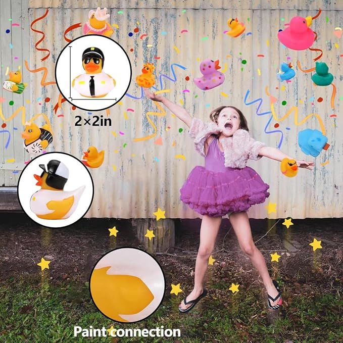 50 Pack Rubber Ducks for Kids Bath Toys and Jeep Ducks for Ducking, Rubber Ducks in Bulk for Kids, Baby Showers Accessories, Birthday Gifts and Summer Pool Party