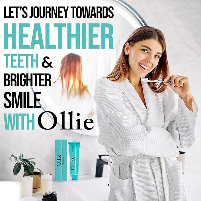 Ollie Clean Mint Nano Hydroxyapatite Toothpaste for Teeth Whitening, 10% Hydroxyapatite Formula, 4oz