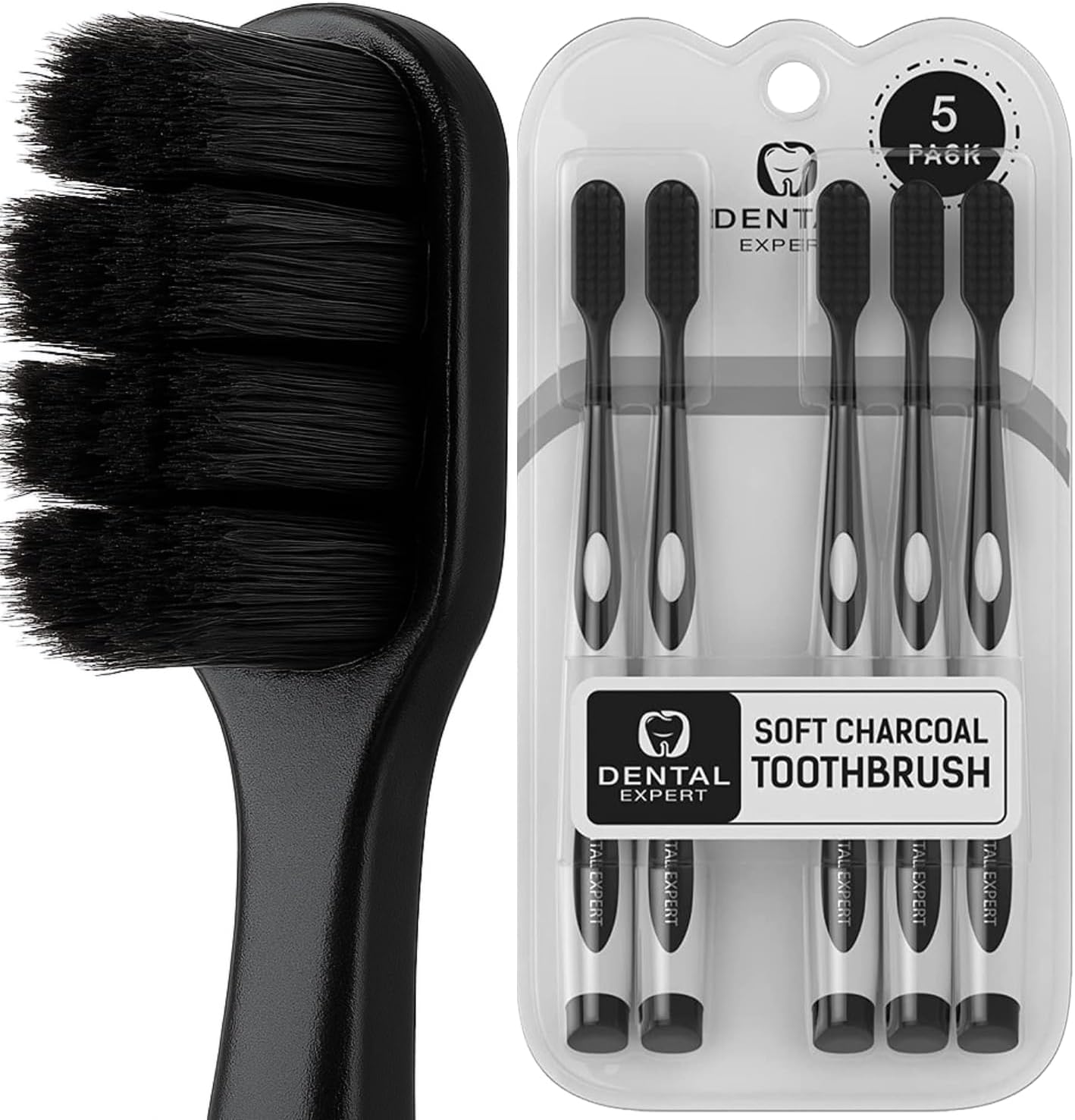 Soft Toothbrushes for Adults - Black Charcoal Toothbrush Ultra Soft for Sensitive Gums - Teeth Whitening Brush for Adults & Children [Extra Family Pack] Super Soft Tip Bristles