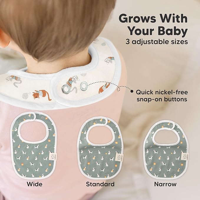 8-Pack Organic Baby Bibs for Boys, Girls - Soft Cotton Drooling and Teething Bibs for Baby Girl & Boy, Extra Absorbent, Easy To Clean & Put On for Toddler, Newborn, Infant 0-24 Months (Pets & Paws)
