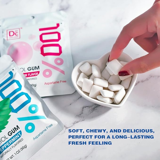 DC24 DAILY CARE 100% Xylitol Gum | Aspartame Free Chewing Gum | Natural Bubblegum Flavored Sugar Free Gum, 20 Pieces, Pack of 5