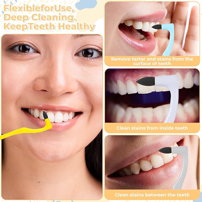 4 Pcs Tooth Stain Eraser Removers Dental Plaque Tartar Eraser Polisher Professional Dental Picks Tooth Stain Remover Tool For Teeth Whitening Polishing Adult Oral Care (4 Color)