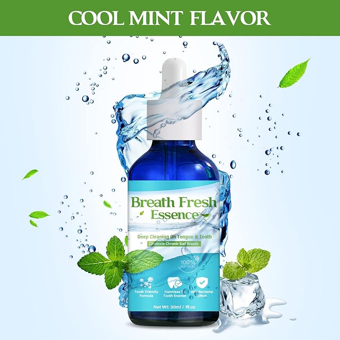 Bad Breath Treatment for Adults,Natural Breath Freshening Drops for Bad Breath, Fast-Acting, Long-Lasting, Boosts Confidence for Socializing, Alcohol-Free