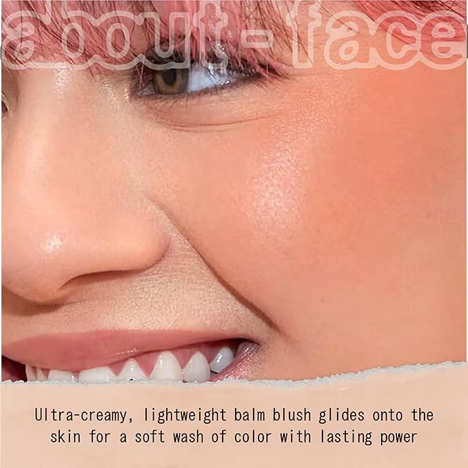 about-face Cheek Freak Blush Balm – Buildable Cream Blush with Hyaluronic Acid & Meadowfoam Seed Oil – Vegan, Cruelty-Free, Clean Beauty – 0.35 oz (Raunchy – Nude Peach)