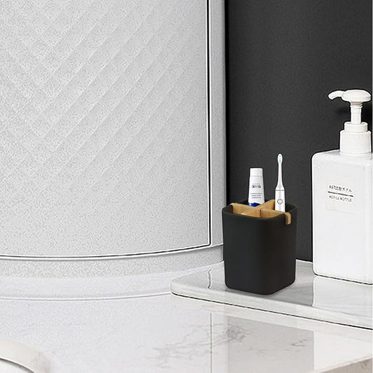Aoheuo Bamboo-Toothbrush Holders-Multifunctional-Electric Toothbrush-Storage Box-Natural Tough-Toothpaste-Holder Suitable for Bathroom Countertops, Sink, etc.