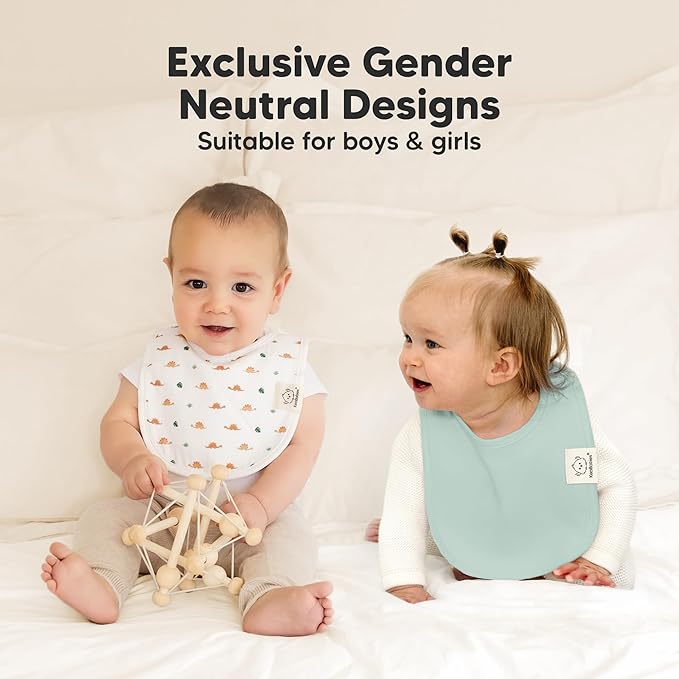 8-Pack Organic Baby Bibs for Boys, Girls - Soft Cotton Drooling and Teething Bibs for Baby Girl & Boy, Extra Absorbent, Easy To Clean & Put On for Toddler, Newborn, Infant 0-24 Months (Roarsome)