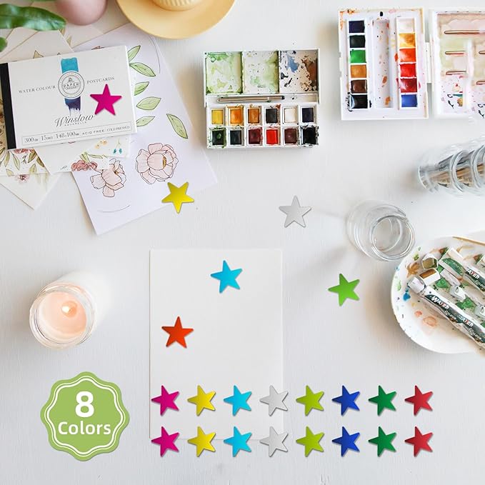 REGELETO 2800 Pack 0.6" Foil Star Stickers for Kids Reward, Foil Metallic Star Stickers for Incentive Chart,Student Planner and School Classroom Teacher Supplies or DIY (35 Sheets)