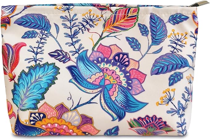 STARDW Aesthetic Floral Makeup Bag Cute Small Cosmetic Bags for Women Girls, Travel Toiletry Bag Large Capacity Zipper Makeup Pouch, Purse Organizer Pouches