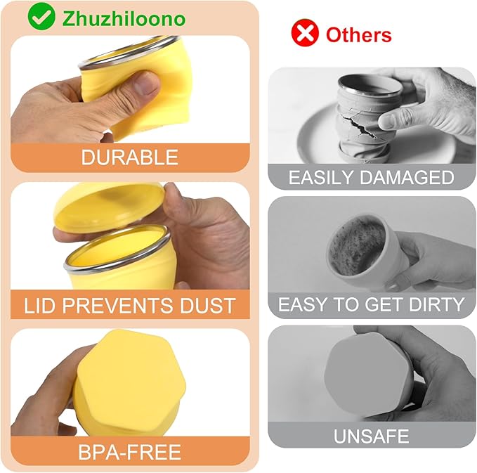 Collapsible Water Cup 6oz/180ml - Collapsible Cup - Silicone Collapsible TravelCup - Silicone Folding Camping Cup with Lids - Foldable Drinking Cup - for Travel, Camping, Hiking, Outdoor