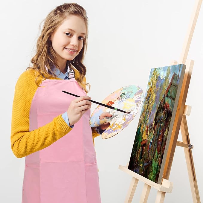 FreeNFond Kids Apron Adjustable Child Apron with 4 Pockets for Baking Painting