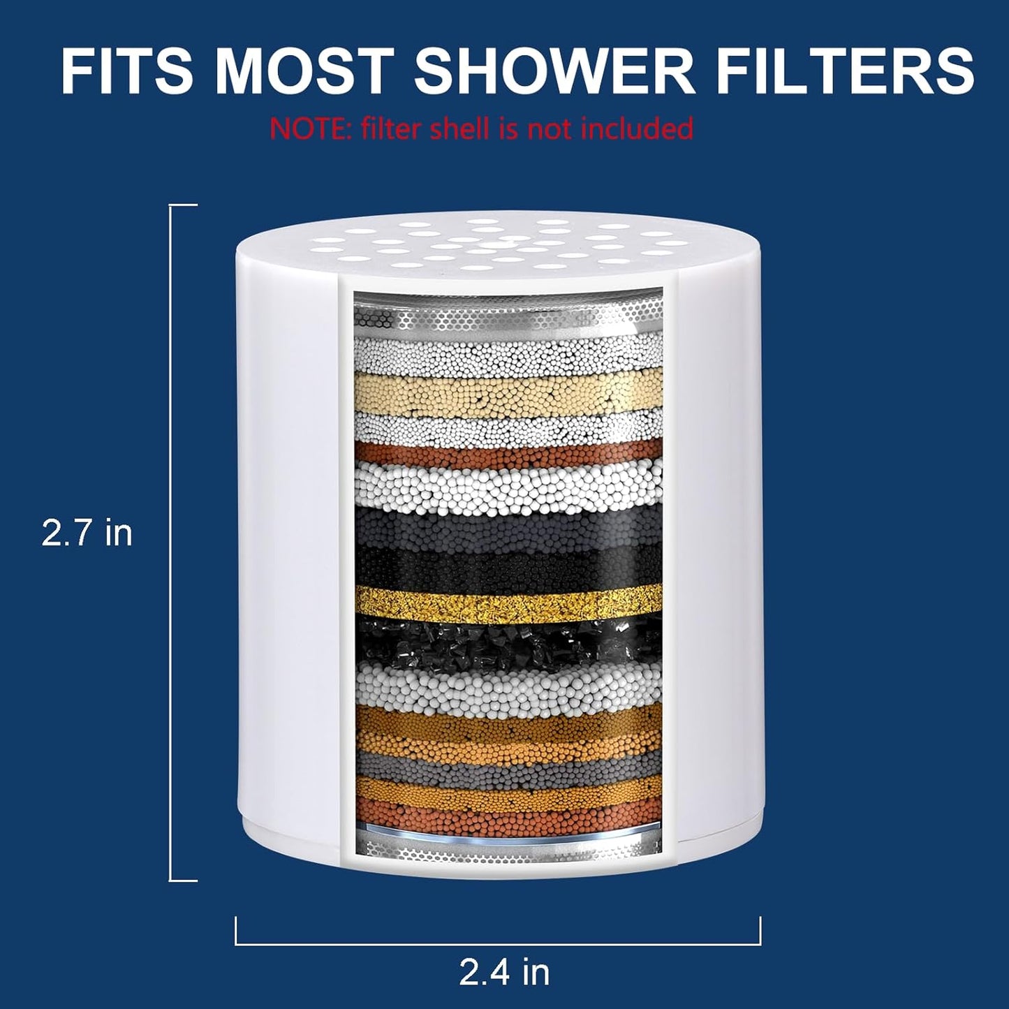 20 Stage Shower Filter Replacement Cartridge - Shower Head Filter Cartridge for Hard Water, Chlorine, Heavy Metals, High Output Shower Water Softener (2)