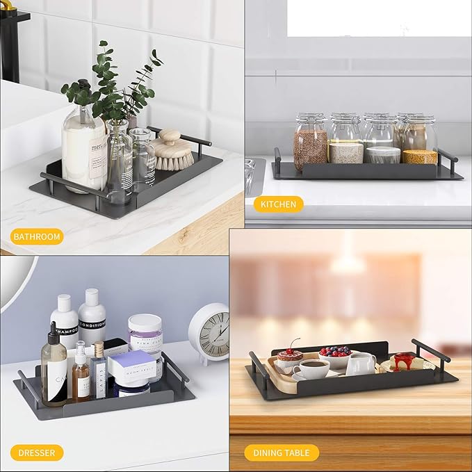 Bathroom Organizer Countertop,Counter Decorative Tray Cosmetic Organizer,Countertop Storage Shelf for Bathroom, Kitchen, Living Room, Bedroom, Dressing Table (2 Counts)