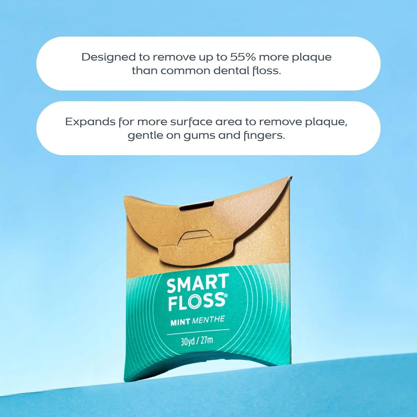 drTung's Smart Floss Mint for Teeth - Natural Expanding Dental Floss, Gentle on Tooth & Gums, Expands & Glides, PTFE & PFAS Free, Certified Organic Mint Essential Oils - Pack of 12
