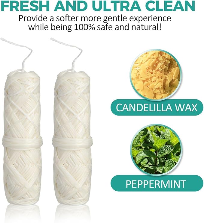 Natural Silk Dental Floss with Refillable Glass Container | Free Refill | Natural Candelilla Wax | 33yds x 2 | Peppermint | Eco-Friendly Zero Waste Oral Care (Peppermint)