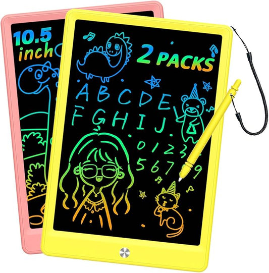 LCD Writing Tablet Doodle Board, Colorful Drawing Pad, Electronic Drawing Tablet, Drawing Pads,Travel Gifts for Kids Ages 3 4 5 6 7 8 Year Old Girls Boys (10.5 inch, Pink+Yellow)