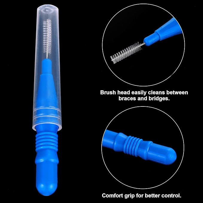 BBTO 100 Pcs Braces Dental Brush Flosser for Cleaner Interdental Brush Toothpick Tooth Flossing Head Oral Dental Toothpick Cleaners Cleaning Tool(Red, Blue, Green, Light Green, Orange)