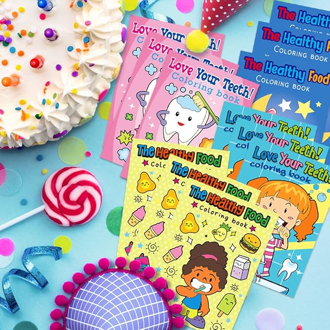 Dental Kids 24‑Pack 5″ × 7″ Mini Dental Coloring & Activity Books – 6 Pages Small Teeth Color Booklets | Classroom & Dental Party Favors, Birthday Goody Bag Gifts, Kids 3+