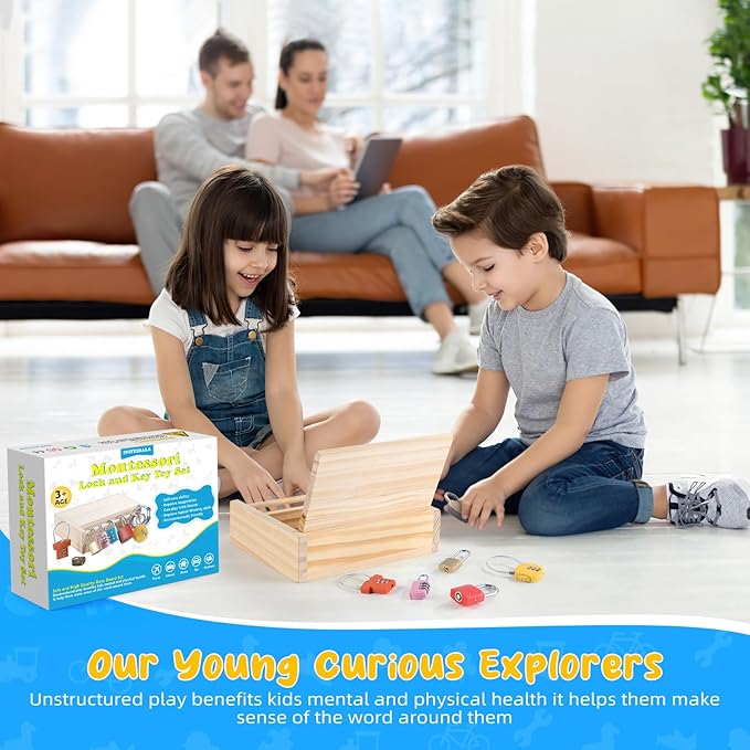 Montessori Toys for 3 4 5 Year Old,Montessori Lock and Key Toy Set,Wooden Montessori Materials,Kids Tool Set,Preschool Learning Sensory - Fine Motor Skills - STEM Toys