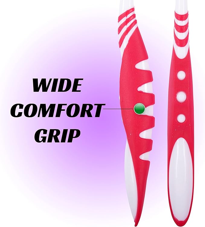 Extra Firm Toothbrush, Hard Bristle Toothbrush Set for Adults or Smokers Travel Kit, Multicolor Denture Brush, Large Head, Manual Travel Toothbrush Hard Bristles