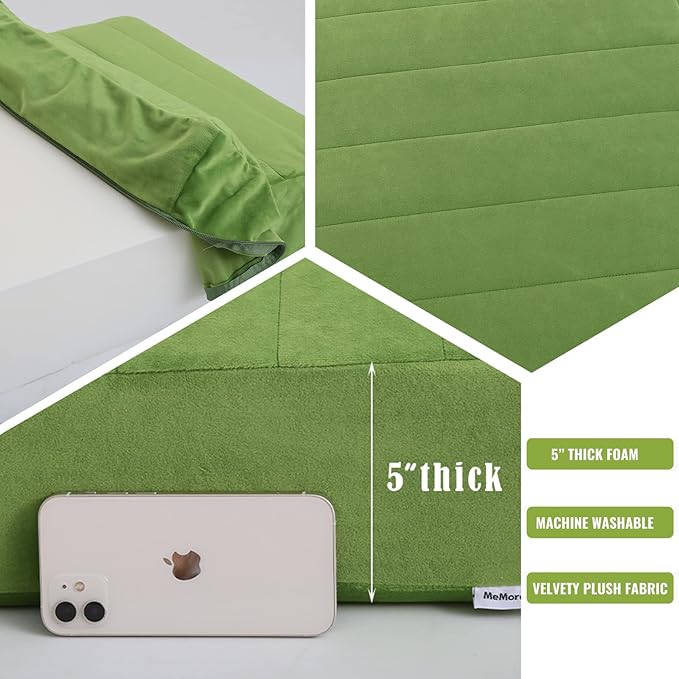 MeMoreCool Square Floor Pillow Seating for Adults Kids, Large Meditation Cushion Floor Pillow with Thick Foam & Soft Tufted Cover, Washable Big Pillow Seat Floor Cushion for Sitting Yoga 24" Green